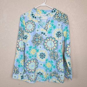 Crown & Ivy Pineapple Print Tunic with Crochet Become Detail Medium (5009)
